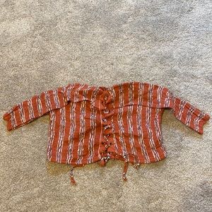 Ribbed Lace Up Crop Top